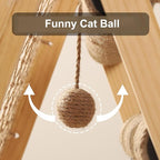 Wooden Cat Tree, Cat Tree House, Triangle Design with Cat Hammock & Sisal Scratch Post & Feather Toys, Solid Wood Cat Tower (Size : Upgraded Model)
