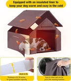 Dog House Outdoor, Insulated Dog Kennel Outside for Large Breed, 50.87" L Weatherproof Large Dog Shelter with Anti-Chewing Iron Frame (Grey, 45" D x 32.9" W x 32.6" H)