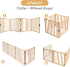 YOCAN Paint-Free Wooden Freestanding Dog Gates for The House,Doorways, Stairs,Wood Dog Fences Indoor Pet Gate,Step Over Fence-4 Panel H:23”