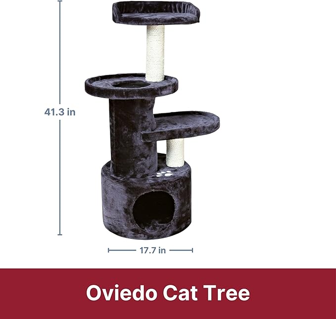 TRIXIE Pet Products Oviedo Cat Tree, Dark Gray, 3 levels (43847)