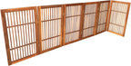 Urnporium Pet Dog Gate Freestanding, Strong Durable Folding Wooden Fence, Portable Acacia Hardwood Safety Barrier for Indoor & Outdoor Use (Brown Pet Gate, 6 Panel 30" Tall)