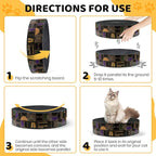 Cat Scratcher Cardboard Bed - Happy&Polly Round Cat Scratching Pad for Indoor Cats Double-Sided Usable Corrugated Cat Beds Furniture Protector Scratch Deterrent - Black