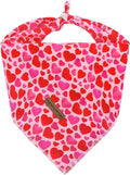 Elegant little tail Valentine's Dog Bandana - Red Heart Pet Bandanas Washable Bib Kerchief Scarf Cute Adjustable Pet Bandanas for Small Medium Dogs