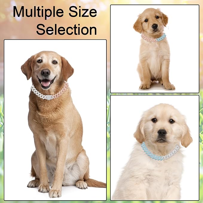 Metal Diamond Dog Chain Dog Training Chain with Secure Buckle Pet Collars for Large Medium Dogs