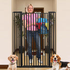 55 Inch Extra Tall Pet Gate for Cats,29.92"-43" Adjustable Wide Dog Gates,Pressure Mounted Walk Through Tall Pets Gate for Doorways,Hallway,Stairs(Black)