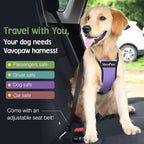 Dog Seat Belt, Safety Vest Dog Car Harness with Adjustable Buckle Dogs Seat-Belt for Vehicle Nylon Pet Safety Seats Belts Heavy Duty(M, Purple)