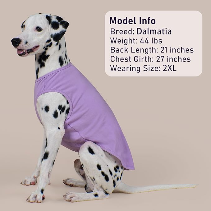 KYEESE 2Pack Dog Shirt, Soft Striped Dogs T Shirts, Lightweight Doggie Tank Top Cat Clothes, Sleeveless Dog Shirt for Small Dogs, Stretchy Pet Vest, Purple, Medium