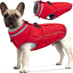 Dog Coat, Warm Dog Winter Coat for Medium Dogs, Waterproof Jacket with Harness Built in, Reflective Turtleneck Cold Weather Coats with Zipper,Pet Fleece Vest Snow Jacket, Red M