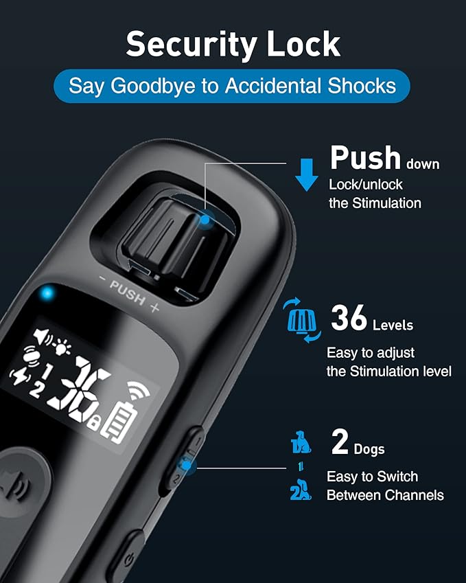 ABBIDOT Shock Collar for Dogs, 3300 FT Dog Training Collar with Remote, IPX7 Waterproof with 4 Training Modes, Rechargeable E-Collar for Small Medium Large Dogs (15-120 lbs)