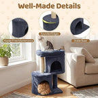 DORTALA Cat Tree for Indoor Cats, 26-Inch Cat Tower with 2 Cozy Condos, Sisal Scratching Post, Plush Top Perch, Modern Kittens Activity Play Center (Dark Grey)