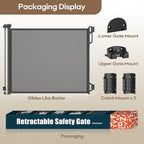 Retractable Safety Baby Gate or Mesh Dog Gate,Durable Portable Mesh Retractable Gate,Easy to Use for Stairs, Doorways, Hallways, Indoor, Outdoor, 33.5" Tall, Up to 55" Wide, Black