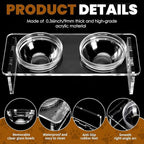 Elevated Dog & Cat Bowls – 3.75” Acrylic Raised Pet Feeder Stand with 2 Stainless Steel & 2 Glass Bowls – Food & Water Dish Set for Puppy/Small Dogs & Cats