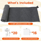 78.7"x15.8" Self-Adhesive cat Scratch pad - Trimmable Furniture Protector for Couch, Walls & Cat Trees | DIY Climbing Scratcher Pad with Twist Pins & Double-Sided Adhesives (Dark Grey)