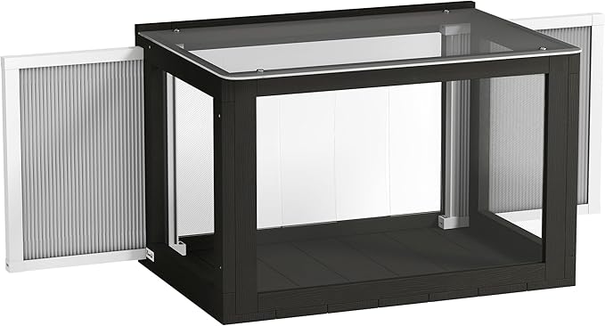PawHut Cat Window Box Catio, Outdoor Indoor Cat Enclosure with Clear Panels, Universal Window Perch for Wall 25"–41", Catio for Indoor Pet Sunbathing, Napping & Overlooking