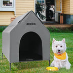 29" 2-in-1 Dog House for Medium Dogs, Elevted Dog House Outdoor/Indoor, Weatherproof Elevated Pet Shelter, Breathable Mesh & Steel Frame, Easy to Assemble & Clean(Grey)