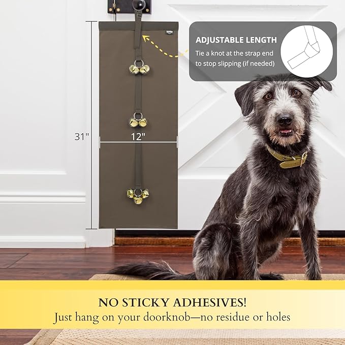 Anti-Scratch Dog Door Bell - Adjustable Puppy Potty Training Bells, Hanging Doorbell to Protect Doors & Trim