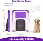 ALIFUN Inflatable Dog Ramp Floating Dock Water Raft Ladder for Pool, Boat, Non-Slip EVA Floating Ladder for Dog Up to 220 LBs Purple 140CM Length (Black-Purple, for Small Dogs Up to 80 lbs)