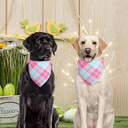 Pink Dog Bandana Girl Small 2PCS, Summer Spring Scarf, Durable Triangle Reversible Bibs Handkerchief for Puppy Pet