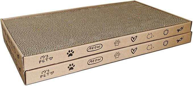 Cardboard Scratcher Pad, Wide Corrugate Cat Scratchers, Cat Scratching, Cat Scratch Pad, Furniture Protectors from Cat Scratching,Double-Sided Design (2PCS)