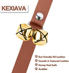 Leather Dog Bells, Puppy Potty Training Bell Dog Doorbell Potty Train Dog Bell for Potty Training Door Bells for Dogs to Ring to Go Outside Jingle Bells (Leather Brown, Glitter Bone 1 PCS)