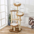 Cat Tree Tower, Modern Cat Tree with Hand-Woven Basket Nest, Sisal Posts, Extra Large 54 Inch Heavy-Duty Multi-Level Indoor Wood Tower