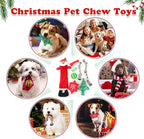 Christmas Dog Toys 8 Pack - Santa Squeaky Plush Chew for Puppy, Durable Interactive Rope for Teething, Treating Ball and Bone Rubber for Small Dogs