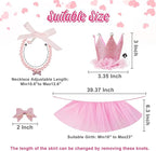 Dog Birthday Outfit Pink Tutu Dogs Birthday Party Supplies Dog Birthday Hat Necklace and Bowtie Hairpin for Dogs (16-23 inch Wrist)