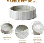 Gray Marble Dog Bowl, Non-Slip Non-Tipping Heavy Dog Food Bowl, Large Weighted Stone Dish, Natural Marble Pet Water Bowl, Easy to Clean, Present for Cat & Dog Lovers, Holds 6 Cups(6 lbs)