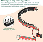 Mayerzon No Pull Dog Prong Collar Martingale, Personalized Pinch Collar with Geometric Patterns for Large Medium Small Dogs for Walking Training Festival, Easy to Use(L, Ethnic Green)