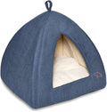 Best Pet Supplies Cat Bed for Indoor Cat, Domed Tent House with Removable Pillow, Covered Cat Cave for Small Dog, Puppies and All Breeds of Cats - Navy, 16 x 16 x H:14"