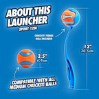 Chuckit! Dog Ball Launcher 12M Sport with 12" Handle Length for Medium 2.5" Dog Balls For Dogs 20-60 lb, Plastic Pet Fetch Ball Thrower, Perfect for Kids, Made in USA, Blue