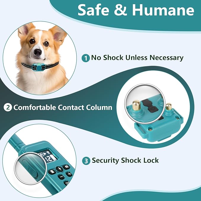 Ultra-Small Dog Shock Collar, Ultra-Thin & Light Dog Training Collar with Remote for Small Dogs 5-15lbs & Medium Large Dogs, 2000ft Range, Waterproof, Rechargeable,Cyan