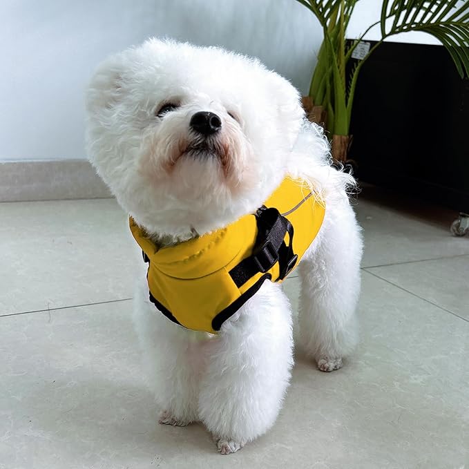 Dog Winter Coat Reflective Water-Resistant Jacket, Fleece Lined Windproof Puppy Coat with Back Zipper & D-Ring, Cold Weather Dog Coats for Small Medium Dogs (S, Orange)