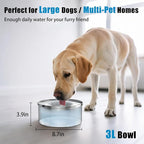 SCHITEC Dog Water Bowl No Spill 3L/0.8 Gallon Slow Drinking Anti-Splash Stainless Steel Dog Bowl with Floating Disk, Spill Proof Pet Travel Water Dispenser for Sloppy Messy Drinkers(Light Gray)