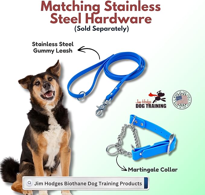 Martingale Collar for Dogs, Biothane, Stainless Steel Hardware, No Pull, Made in The USA, Professional Grade, XXS, Light Blue