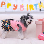 CuteBone Birthday Dog Dresses Velvet Holiday Small Dogs Clothes Onesie Pet Apparel Girl Puppy Skirt with Bow Hair Rope CVA48M-D