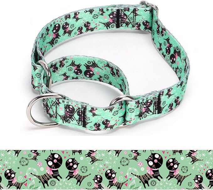 Martingale Dog Collars - Flower Multicolor Cute Patterns, Adjustable Nylon Training Dog Collar Suitable for Boy and Girl Dogs Medium Large Dogs (4, L)