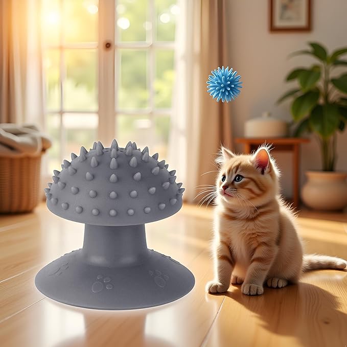 Gray Cat Corner Scratcher | Cat Corner Self Groomer Remove Loose Fur, Removable Design for Cleaning, Cat scratcher Cat Massage Combs for Short Long Fur Cats, Kitten Puppy Massager Cat Brushes,Grooming
