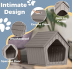 Indoor Dog House for Puppy, Durable Small Dog House Outdoor, Waterproof and Scratch Resistant Animal Shelter with Air Vents and Elevated Floor, Easy Installation and Clean (Deep Grey)