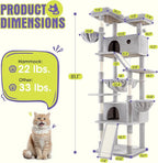 WEEWAY Cat Tree Tower for Indoor Cats,81'' Multi-Level Cat Furniture Activity Center,Stand House Condo Cave,Sisal Scratching Posts Ramps,Plush Perches Platforms Basket Hammock,Grey