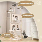 Magshion Cat Tree 77" Cats Tower for Indoor Cats, Multi-Level Cat Condo with Scratching Post, Top Perch, Sisal Board and Dangling Ball, Cat Stand Jumping Platform Kittens Pet Play House (Beige)