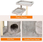42-in Heavy-Duty Cat Tree for Large Cats, Multi-Level Tower with Sisal Scratching Posts, Plush Perch, Hammock & Condo Anti-Tip Design
