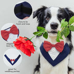 FUAMEY Dog Tuxedo for Small Dogs,Dog Formal Suit Dogs Attire Pet Bow Tie Puppy Party Costumes Cat Tux Outfits Pets Bandana Cosplay Adjustable Bowties Wedding Birthday Valentines Blue S