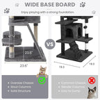 SHA CERLIN 65in Larger Cat Tree Tower Condo for Indoor Kitties/Multi-Level Furniture Activity Center with Wide Base/Cozy Plush Cat Perches/Baskets/Sisal Scratching Posts and Hammock/Grey
