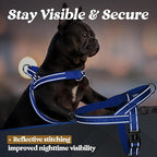 rabbitgoo Dog Harness No Pull, Quick Fit for Large Dogs with Soft Padded Handle, Chest Adjustable Reflective Pet Vest, No Choke Escape Proof for Walking Training, Blue XL
