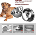 SHAINFUN Elevated Dog Bowls with Slow Feeder & Mat for Medium and Large Dogs, 12" Tall Adjustable Wooden & Metal Raised Dog Bowl Stand, 2 Stainless Steel 58oz Bowls for Food & Water