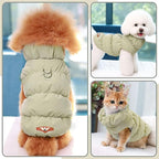 Winter Warm Dog Jacket for Small Medium Dogs Cat Cold Weather Coats with Harness Paded Dogs Fleece Vest Waterproof Windproof Dog Snow Jacket Pet Puppy Clothes (Khaki,XL)