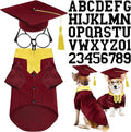 5 Pcs Dog Graduation Costume Set Include 2026 Pet Graduation Gown with Stole Puppy Grad Cap Lensless Glasses DIY Letter Stickers for Dogs Cats Holiday Costume Accessory(Maroon Yellow,L)