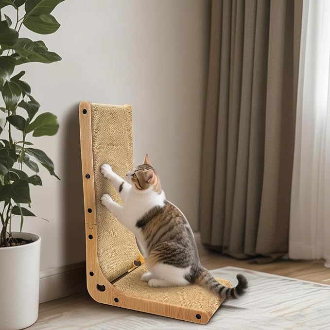 L Shape Cat Scratcher with Ball Toy,23.6 Inch Cat Scratchers for Indoor Cats,Cat Scratching Board Furniture Protector,Cat Scratching Post