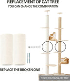 PVC Scratching Post Cotton Rope Columns for Floot to Ceiling Cat Trees, Length 42cm 16.5in